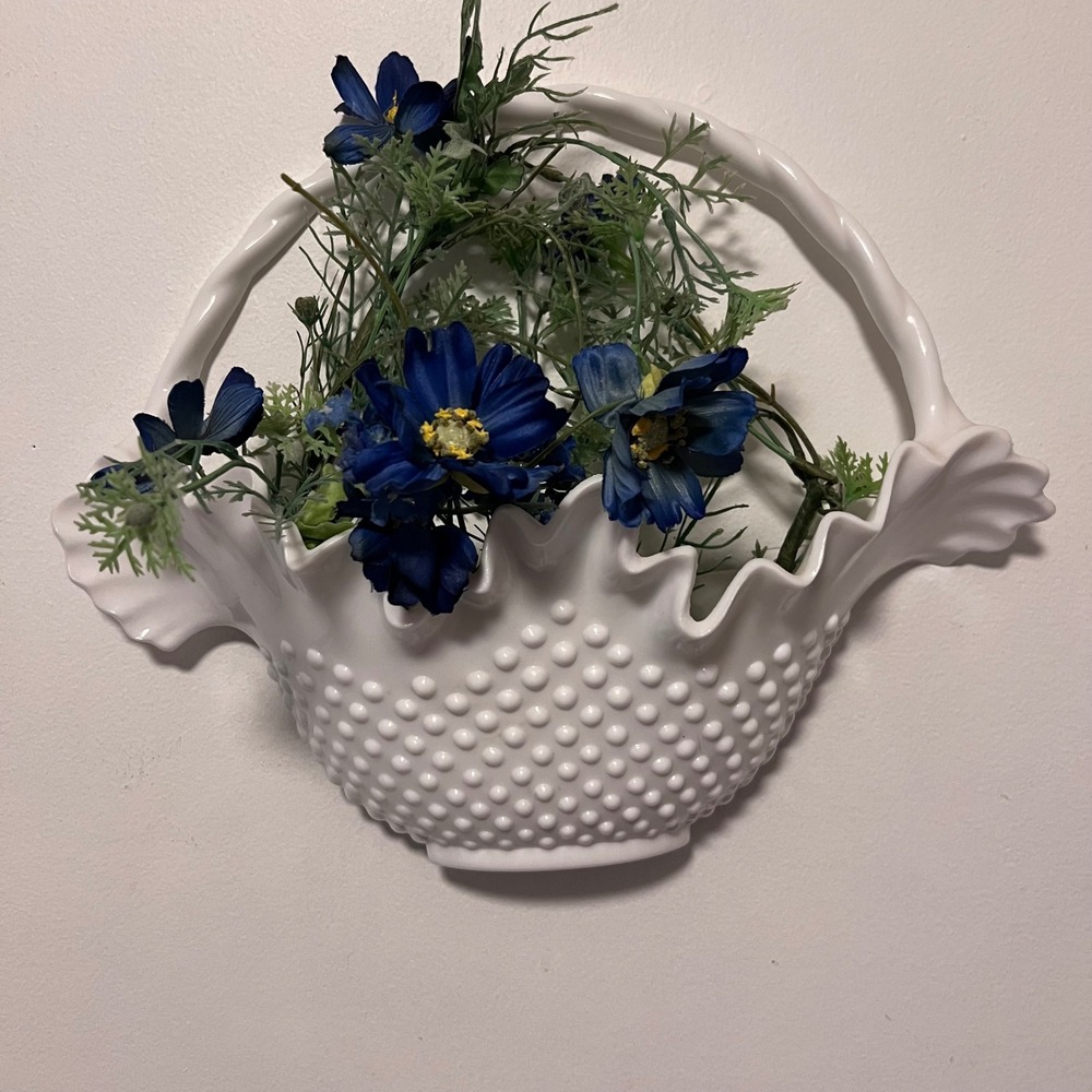 Vintage Burwood Large Hobnail Plastic Wall Basket Pocket | Cottage Grandma